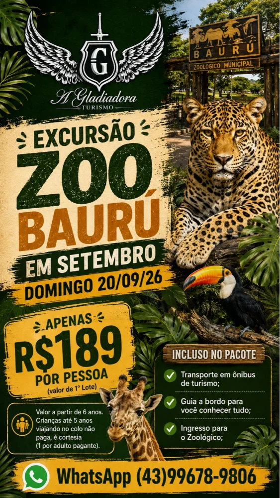 Zoo Baurú 20/09/2026 (domingo)
