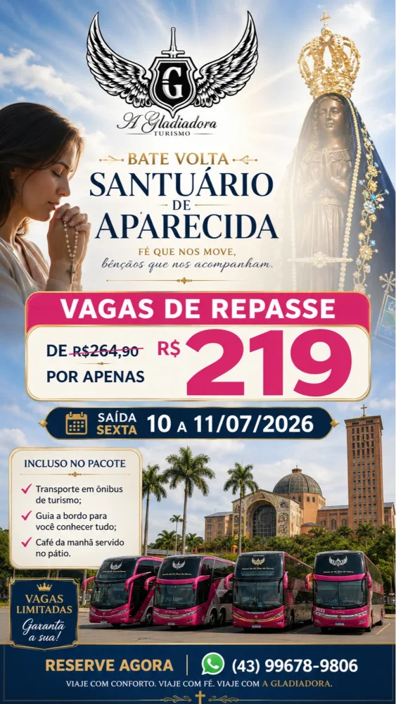 Santuário de Aparecida 10 A 11/07/2026 (sexta)