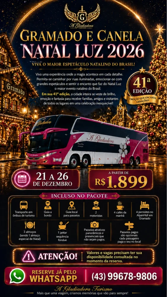 Gramado Natal Luz 21 a 26/12/2026 (segunda)