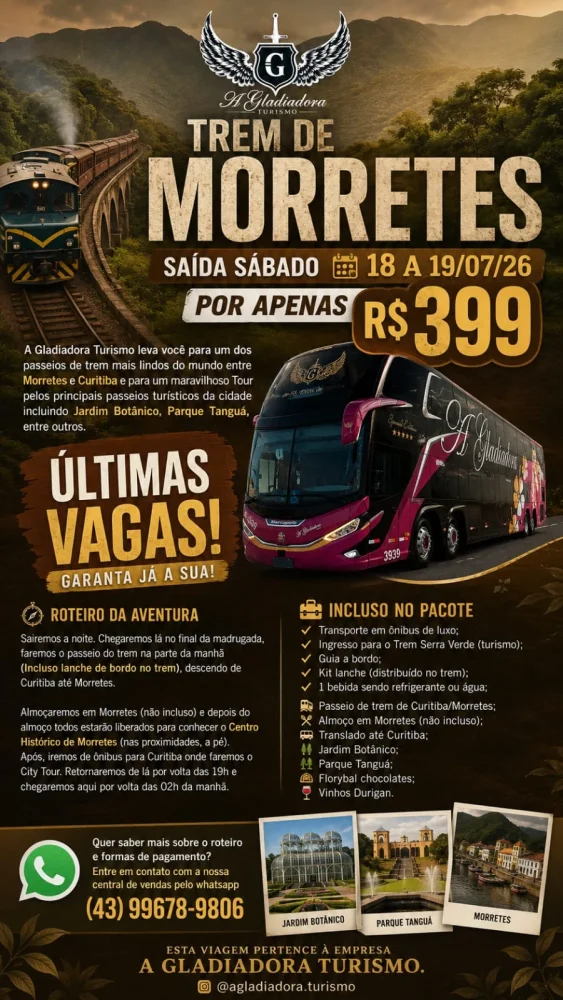 Trem de Morretes 18 a 19/07/2026 (sábado)
