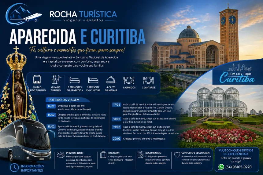 Viagem Santuário Aparecida e Curitiba - Fevereiro 2027